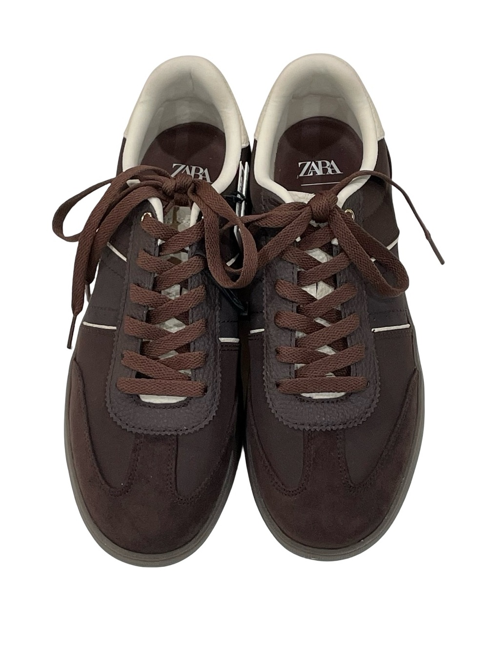 Brown Suede Lace-Up Sneakers, Zara, Size 9